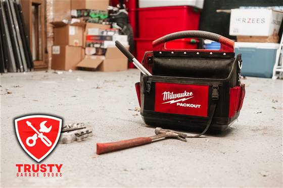 Professional garage door repair tools on a job site in the DFW metroplex